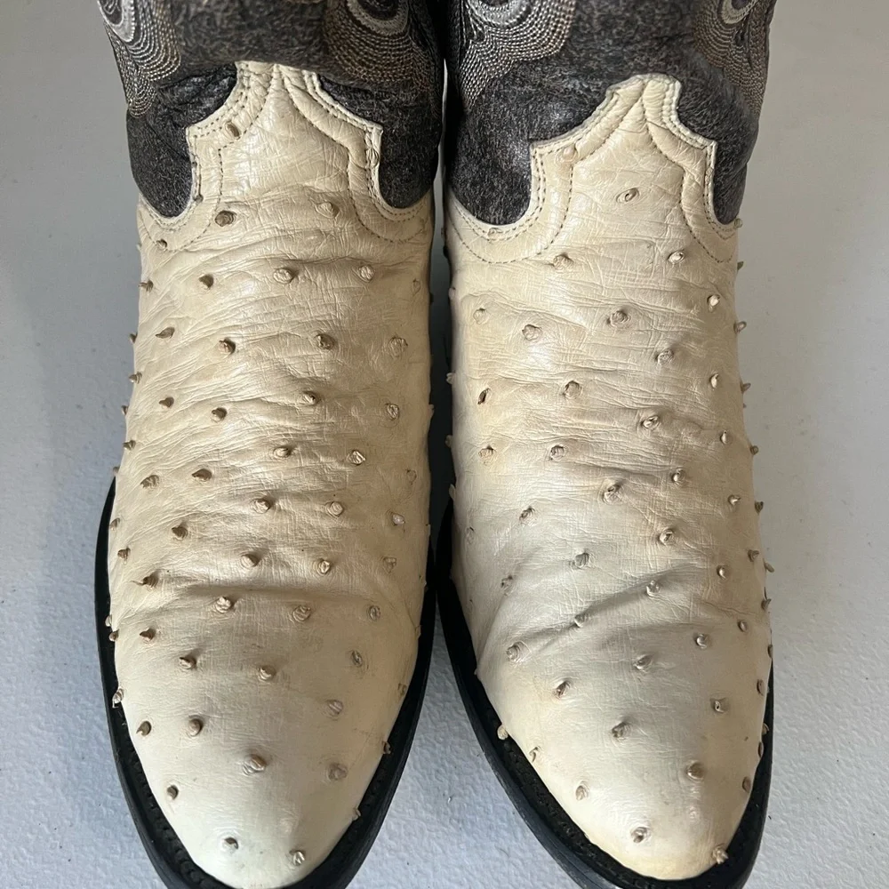 El General Genuine Ostrich Size 8.5 Boots + Matching Belt Wester Cowboy Men’s